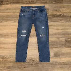 Levi's Boyfriend Jeans Distressed Medium Wash Ripped Knee Denim Womens 29x27